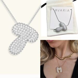 NWT Avaria Bubble Initial "T" Diamond Necklace